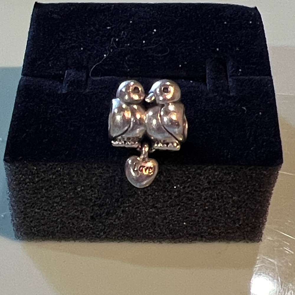 Authentic Pandora Silver Lovebird Charm